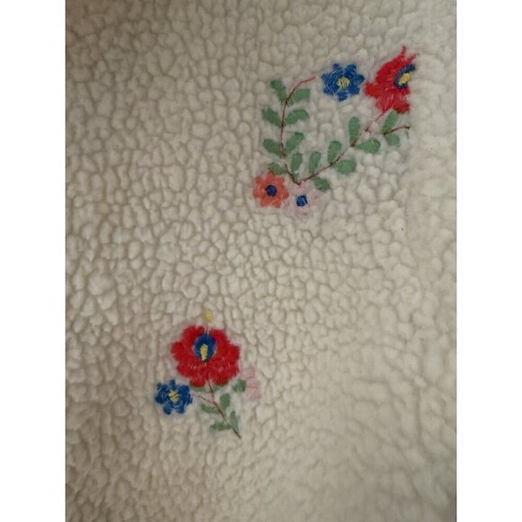 Urban Outfitter Sherpa Jacket Medium Nature Flower Hood Ribbed Waistband Zipper - Picture 11 of 15